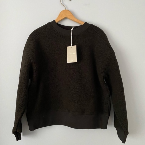 Everlane The ReNew Fleece Oversized Crew Teddy Sweatshirt, Small, NWT, Black - Picture 5 of 12